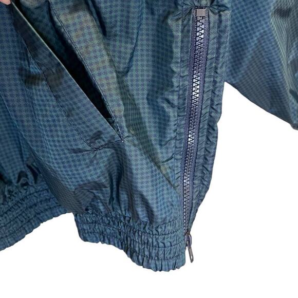 Jerzees Plaid Windbreaker Jacket Quarter Zip Pullover Nylon Size L Blue Green - Picture 6 of 10